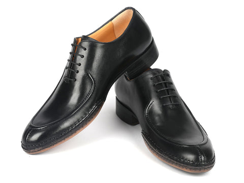 Paul Parkman Opanka Stitched Men's Split-Toe Black Leather Oxford Shoes (ID#054-BLK)