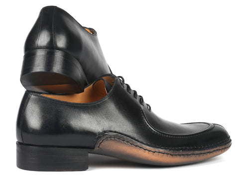 Paul Parkman Opanka Stitched Men's Split-Toe Black Leather Oxford Shoes (ID#054-BLK)