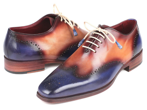 Paul Parkman Blue & Camel Wingtip Oxfords (ID#097BX11)