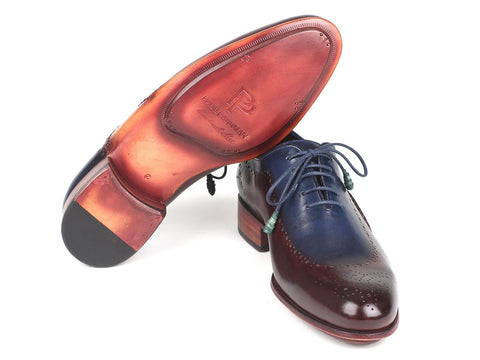 Paul Parkman Opanka Construction Blue & Bordeaux Oxfords (ID#726-BLU-BRD)