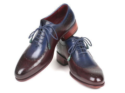 Paul Parkman Opanka Construction Blue & Bordeaux Oxfords (ID#726-BLU-BRD)