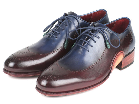 Paul Parkman Opanka Construction Blue & Bordeaux Oxfords (ID#726-BLU-BRD)