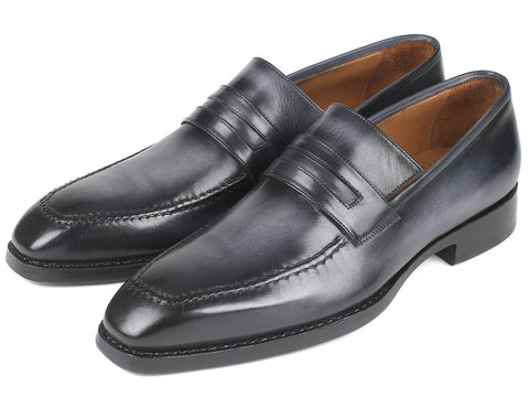 Paul Parkman Gray Burnished Goodyear Welted Loafers (ID#37LFGRY)