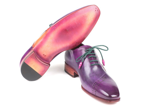 Paul Parkman Opanka Construction Purple Hand-Painted Oxfords (ID#OPK66KD)