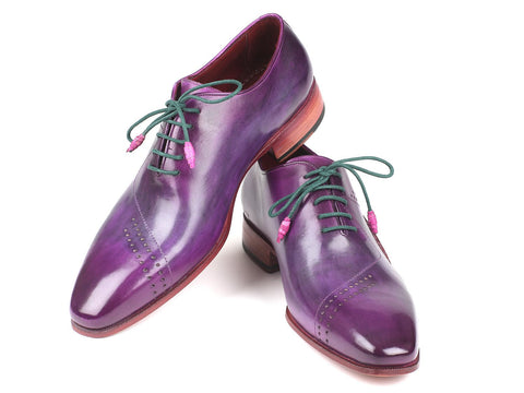 Paul Parkman Opanka Construction Purple Hand-Painted Oxfords (ID#OPK66KD)