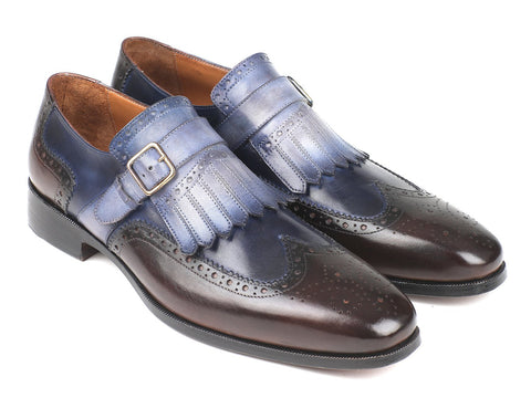 Paul Parkman Kiltie Monkstraps Blue & Brown (ID#52SL79)