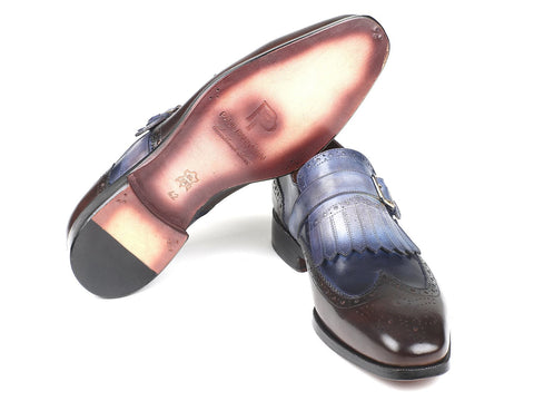 Paul Parkman Kiltie Monkstraps Blue & Brown (ID#52SL79)