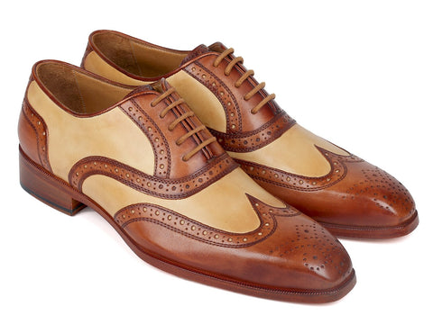 Paul Parkman Brown & Beige Dual Tone Oxfords (ID#224BJ57)