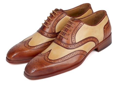 Paul Parkman Brown & Beige Dual Tone Oxfords (ID#224BJ57)