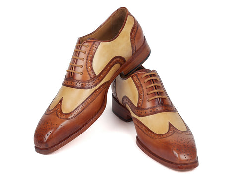 Paul Parkman Brown & Beige Dual Tone Oxfords (ID#224BJ57)