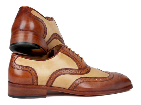 Paul Parkman Brown & Beige Dual Tone Oxfords (ID#224BJ57)