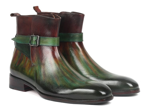 Paul Parkman Men's Jodhpur Boots Green & Bordeaux (957FRS84)