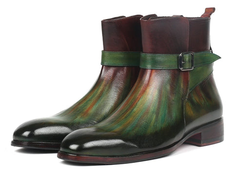 Paul Parkman Men's Jodhpur Boots Green & Bordeaux (957FRS84)