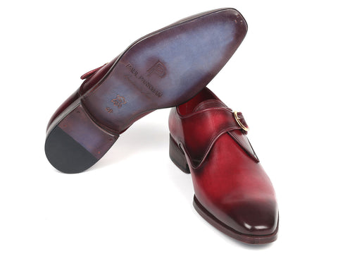 Paul Parkman Men's Single Monkstrap Shoes Burgundy Leather (ID#DW984P)