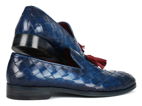 Paul Parkman Men's Big Braided Tassel Loafers Blue (ID#6623-BLU)