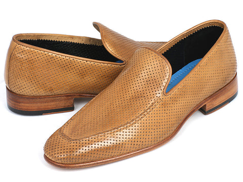 Paul Parkman Perforated Leather Loafers Beige  (ID#874-BEJ)