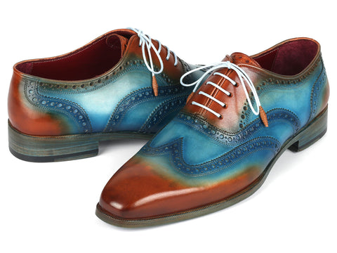 Paul Parkman Men's Wingtip Oxfords Turquoise & Tobacco (ID#228-TRQ)