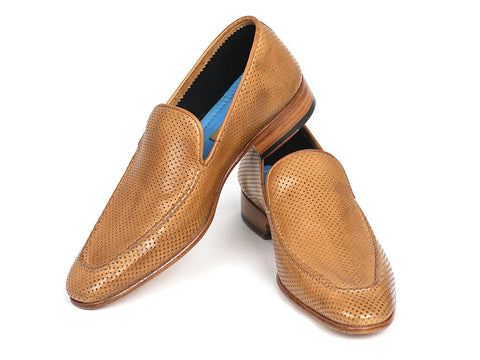 Paul Parkman Perforated Leather Loafers Beige  (ID#874-BEJ)