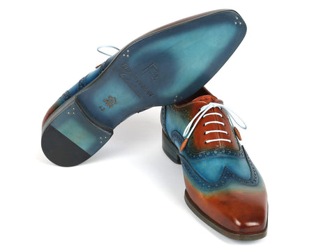 Paul Parkman Men's Wingtip Oxfords Turquoise & Tobacco (ID#228-TRQ)