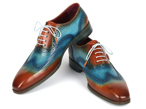 Paul Parkman Men's Wingtip Oxfords Turquoise & Tobacco (ID#228-TRQ)