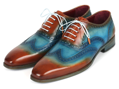 Paul Parkman Men's Wingtip Oxfords Turquoise & Tobacco (ID#228-TRQ)