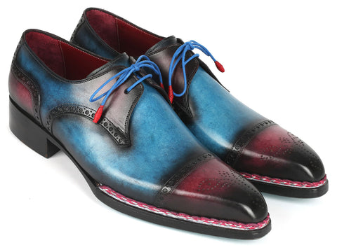 Paul Parkman Norwegian Welted Cap Toe Derby Shoes Blue & Purple (ID#8508-PBL)