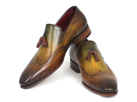 Paul Parkman Men's Wingtip Tassel Loafers Green (ID#WL34-GRN)