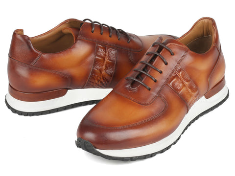 Paul Parkman Men's Brown Hand-Painted Sneakers (ID#LP208BRW)