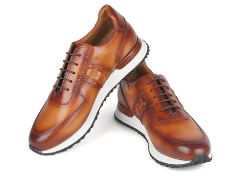 Paul Parkman Men's Brown Hand-Painted Sneakers (ID#LP208BRW)