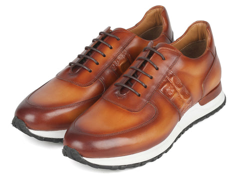 Paul Parkman Men's Brown Hand-Painted Sneakers (ID#LP208BRW)