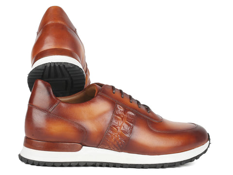 Paul Parkman Men's Brown Hand-Painted Sneakers (ID#LP208BRW)