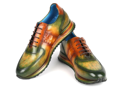 Paul Parkman Men's Green & Brown Patina Sneakers (ID#LP207GRB)