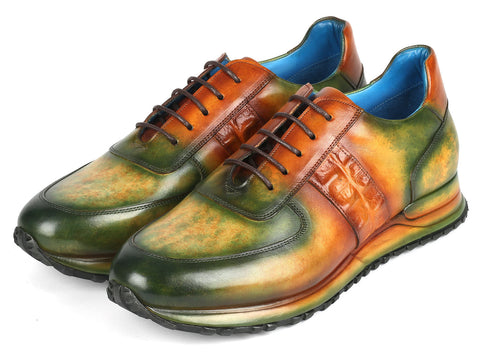 Paul Parkman Men's Green & Brown Patina Sneakers (ID#LP207GRB)