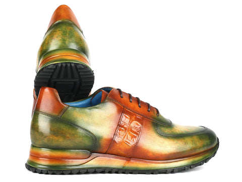 Paul Parkman Men's Green & Brown Patina Sneakers (ID#LP207GRB)