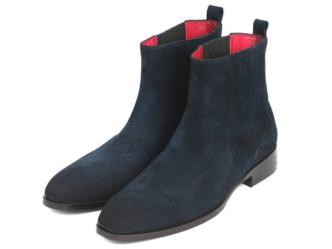 Paul Parkman Navy Suede Chelsea Boots (ID#SD875NVY)