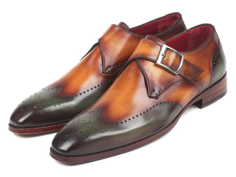 Paul Parkman Single Monkstraps Green & Camel (ID#944-GRN-CML)