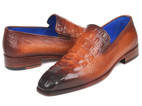 Paul Parkman Brown Crocodile Embossed Calfskin Loafers (ID#5576-BRW)