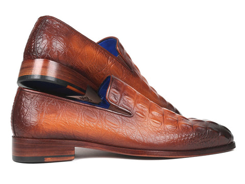 Paul Parkman Brown Crocodile Embossed Calfskin Loafers (ID#5576-BRW)