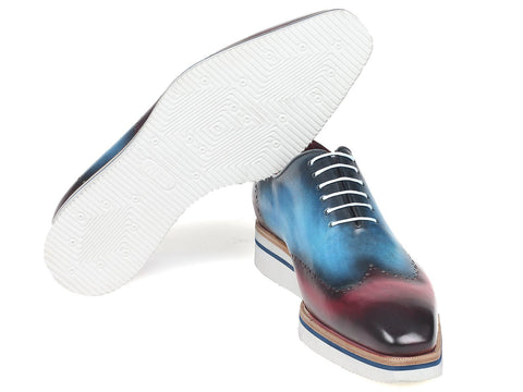 Paul Parkman Men's Smart Casual Wingtip Oxfords Blue & Purple (ID#187-BLU-PRP)