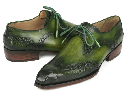 Paul Parkman Goodyear Welted Wingtip Derby Shoes Green (ID#584-GRN)