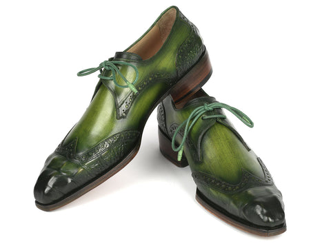 Paul Parkman Goodyear Welted Wingtip Derby Shoes Green (ID#584-GRN)