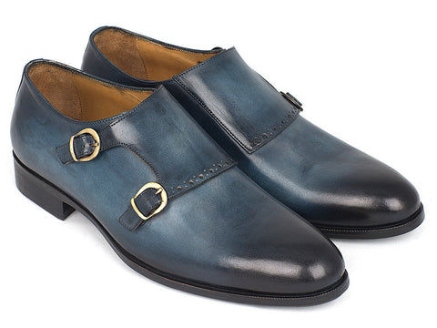 Paul Parkman Navy Double Monkstrap Shoes (ID#HT54-NAVY)