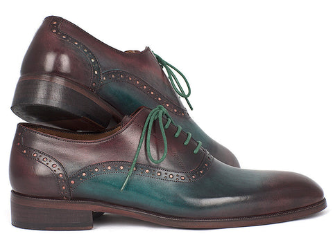 Paul Parkman Men's Green & Bordeaux Plain Toe Oxfords (ID#GH88BB)