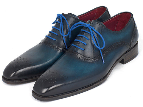 Paul Parkman Men's Blue & Navy Medallion Toe Oxfords (ID#FS88VA)