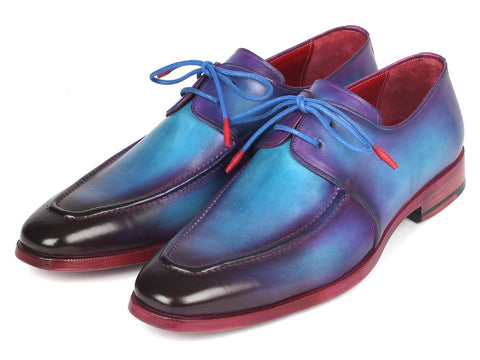 Paul Parkman Men's Turquoise & Purple Apron Derby Shoes (ID#23SX84)