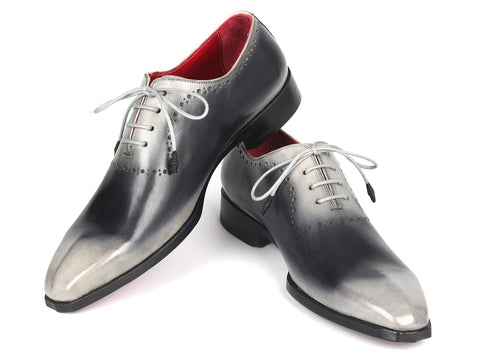 Paul Parkman Men's Gray Hand-Painted Oxfords (ID#AG445GRY)