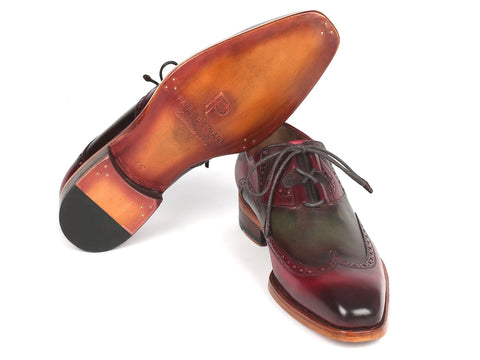 Paul Parkman Goodyear Welted Ghillie Lacing Brogues Green & Bordeaux (ID#2955-GRB)