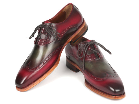 Paul Parkman Goodyear Welted Ghillie Lacing Brogues Green & Bordeaux (ID#2955-GRB)