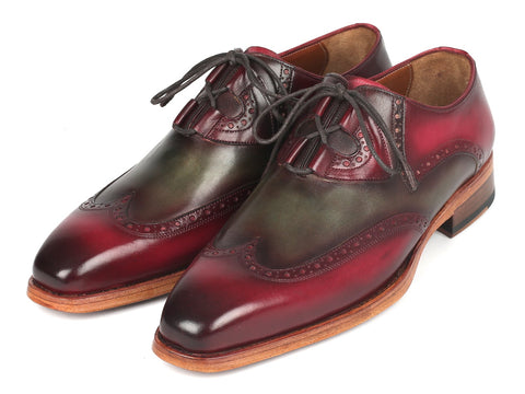 Paul Parkman Goodyear Welted Ghillie Lacing Brogues Green & Bordeaux (ID#2955-GRB)