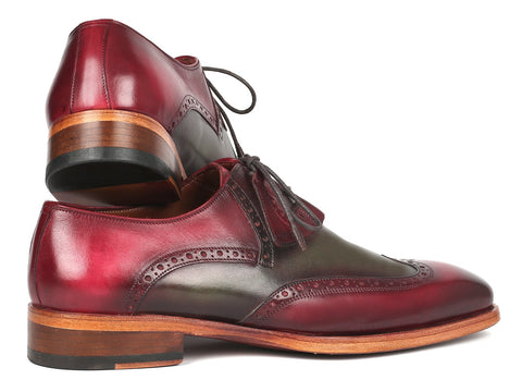 Paul Parkman Goodyear Welted Ghillie Lacing Brogues Green & Bordeaux (ID#2955-GRB)